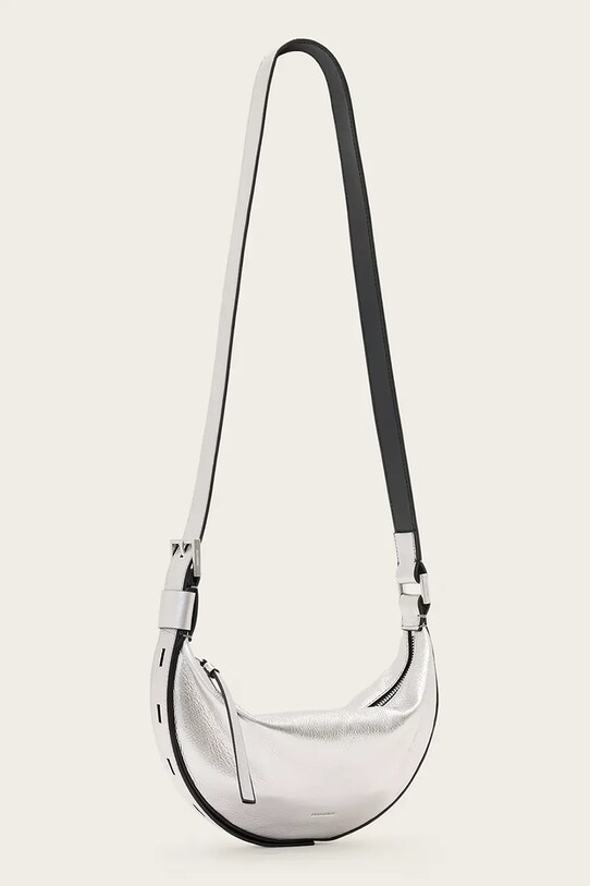 AllSaints torebka skórzana HALF W393XC srebrny AW25