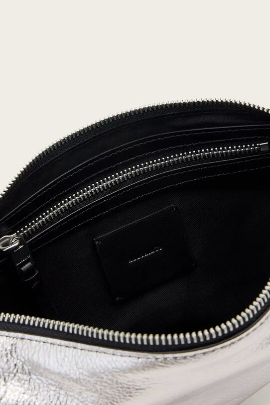 AllSaints torebka skórzana HALF W393XC srebrny