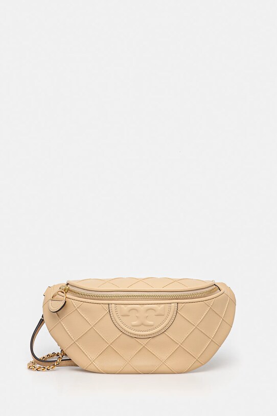 Kožna torba oko struka Tory Burch Fleming zrnata koža bež 160132.700