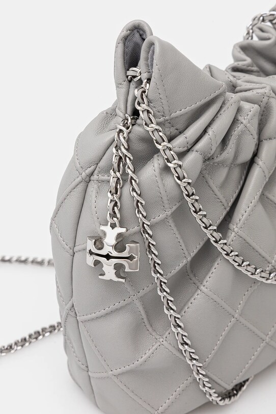 Tory Burch torebka skórzana Fleming szary 162451.021