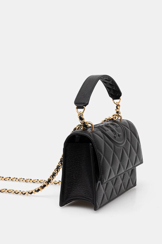 Tory Burch poșetă de piele Fleming 164800.001 negru AW25