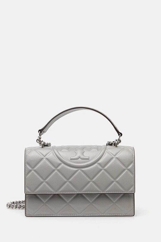 Tory Burch torebka skórzana Fleming skóra licowa szary 164800.021