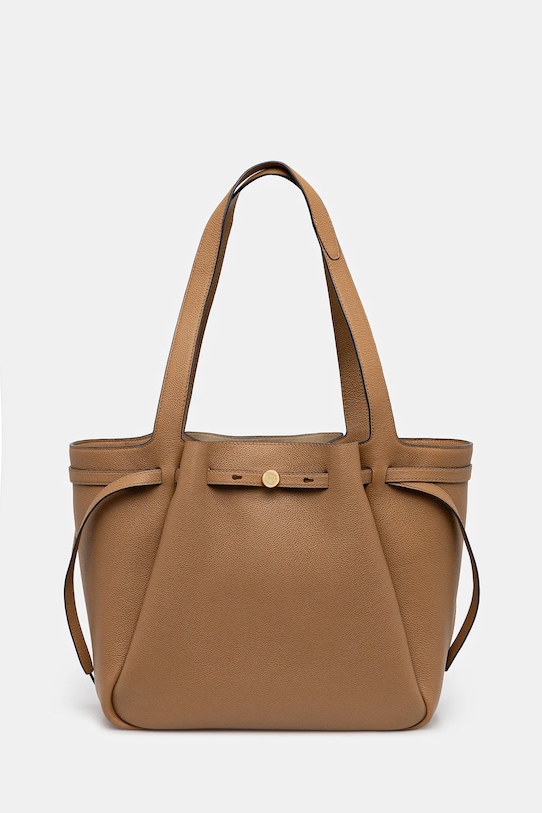 Kožená kabelka Tory Burch Romy Tote usňová koža béžová 163388.227
