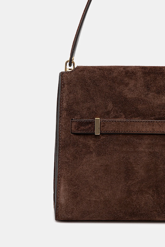 Accesorii Tory Burch geantă de mână din piele întoarsă Lee Radziwill 169256.200 maro