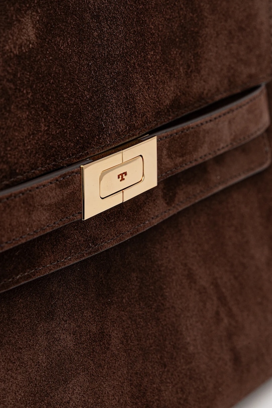 Tory Burch geantă de mână din piele întoarsă Lee Radziwill maro 169256.200