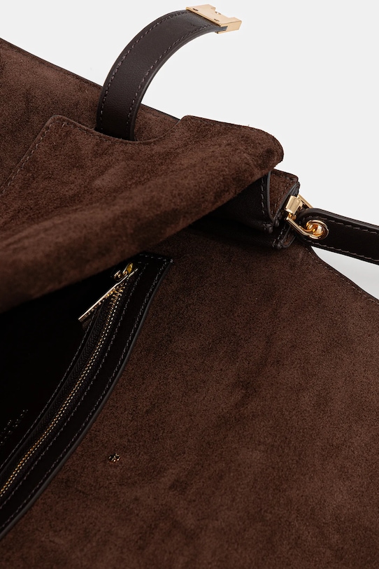 Tory Burch geantă de mână din piele întoarsă Lee Radziwill 169256.200 maro