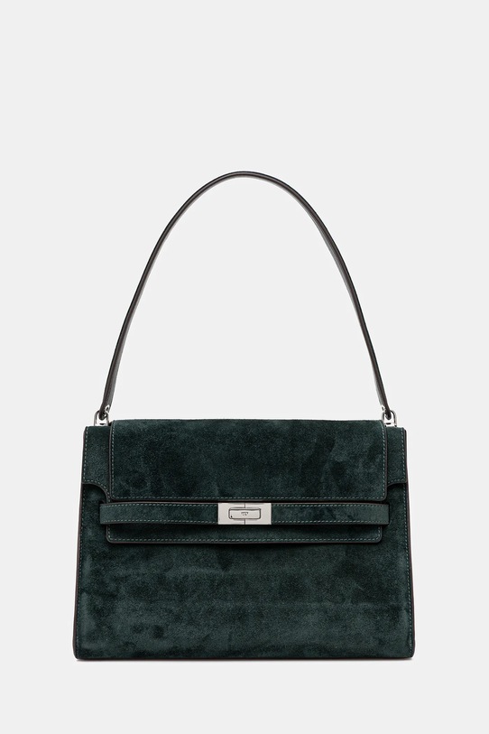 Tory Burch torebka zamszowa Lee Radziwill nie mieści A4 zielony 169256.400
