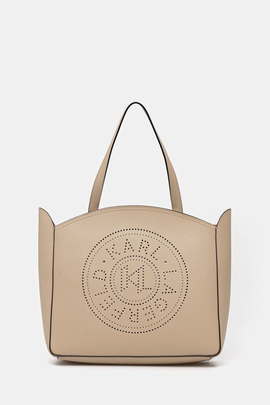 Karl Lagerfeld torebka skórzana skóra licowa beżowy A3W30043