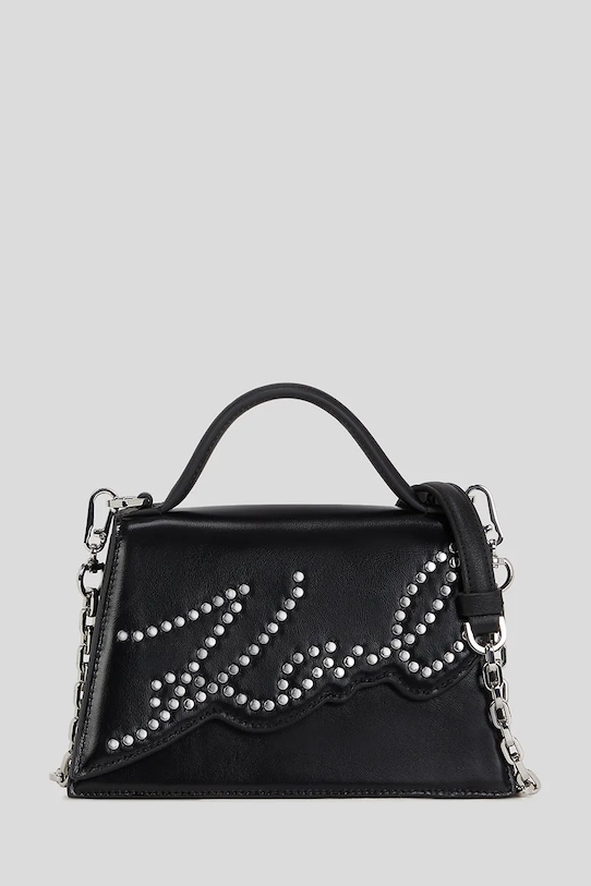 Шкіряна сумочка Karl Lagerfeld K/SIGNATURE аплікація чорний A3W30044