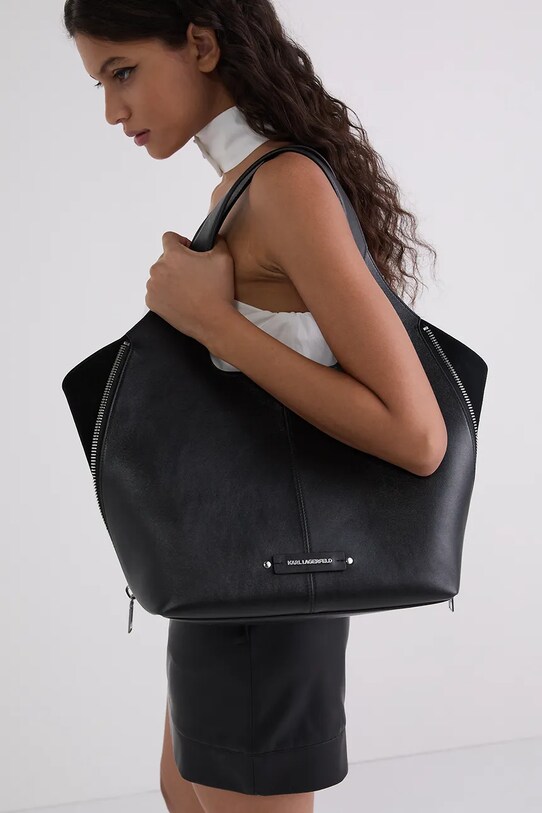 Karl Lagerfeld torebka skórzana A3W30080 czarny AW25