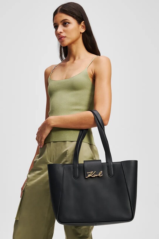 Karl Lagerfeld bőr táska A3W30133 fekete