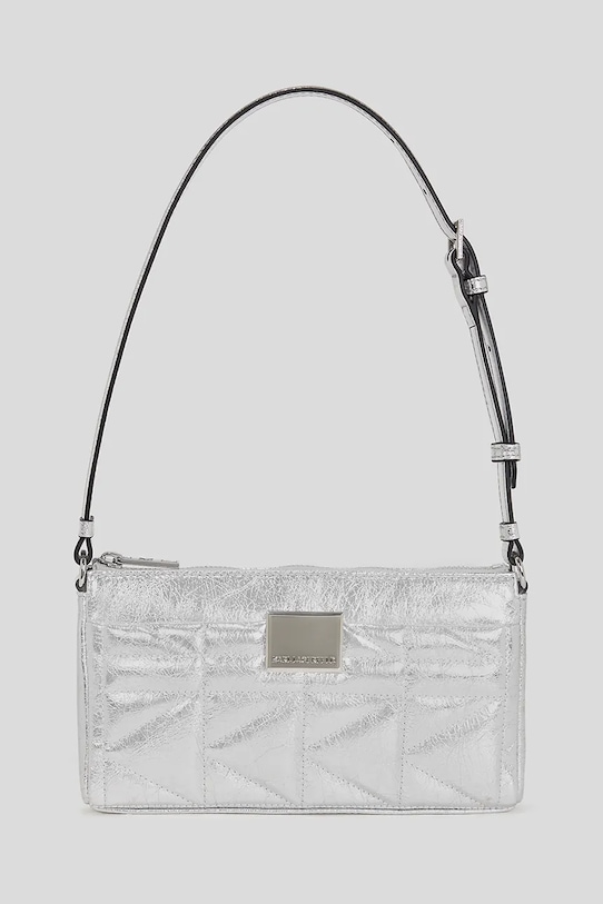Шкіряна сумочка Karl Lagerfeld лицьова шкіра срібний A3W30311