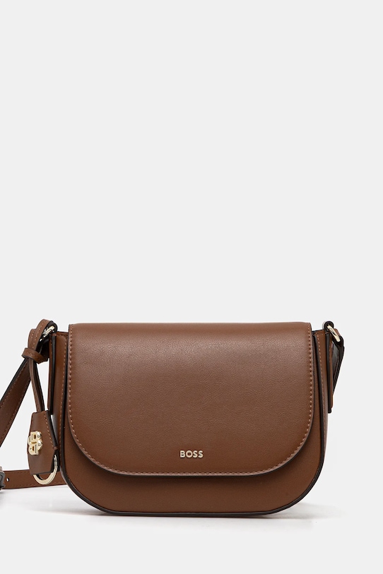 Δερμάτινη τσάντα BOSS NUMAH Saddle λείο δέρμα καφέ 50547756