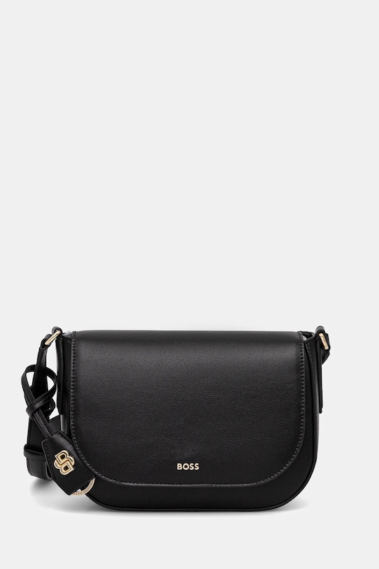 Δερμάτινη τσάντα BOSS λείο δέρμα μαύρο 50547756