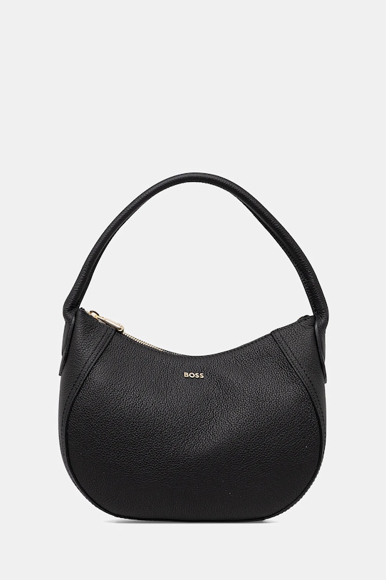 Kožená kabelka BOSS usňová koža čierna 50547946