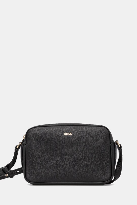BOSS geantă de piele uni negru 50547733