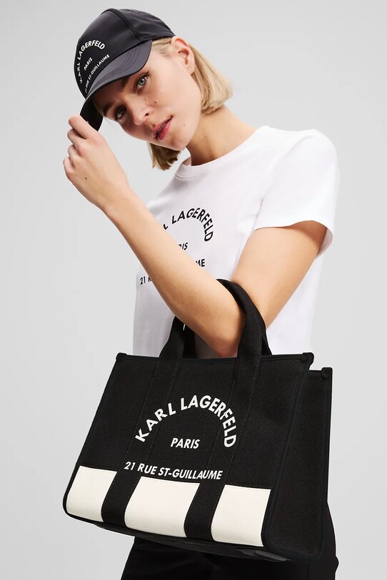 Βαμβακερή τσάντα Karl Lagerfeld A3W50025 μαύρο AW25