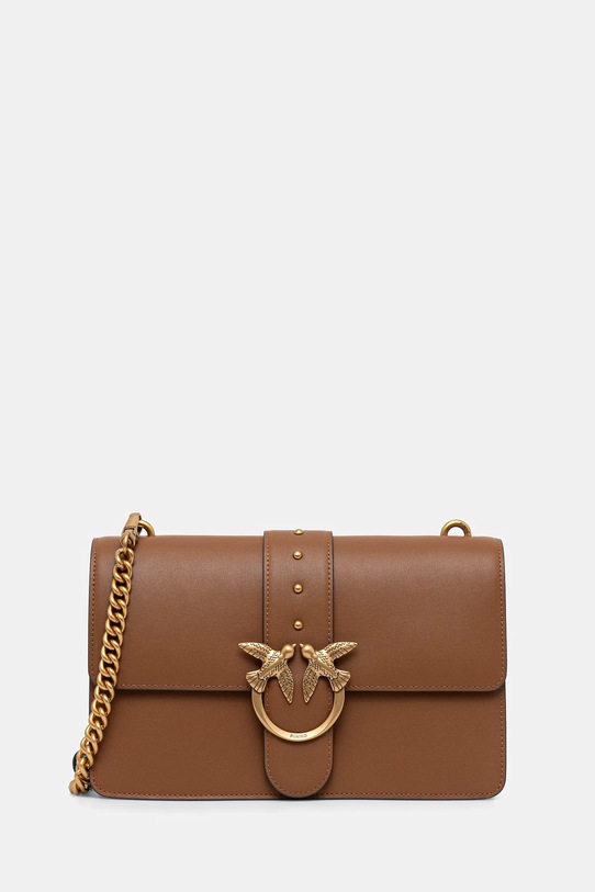 Кожена чанта Pinko гладка кожа кафяв 105857.A0F1