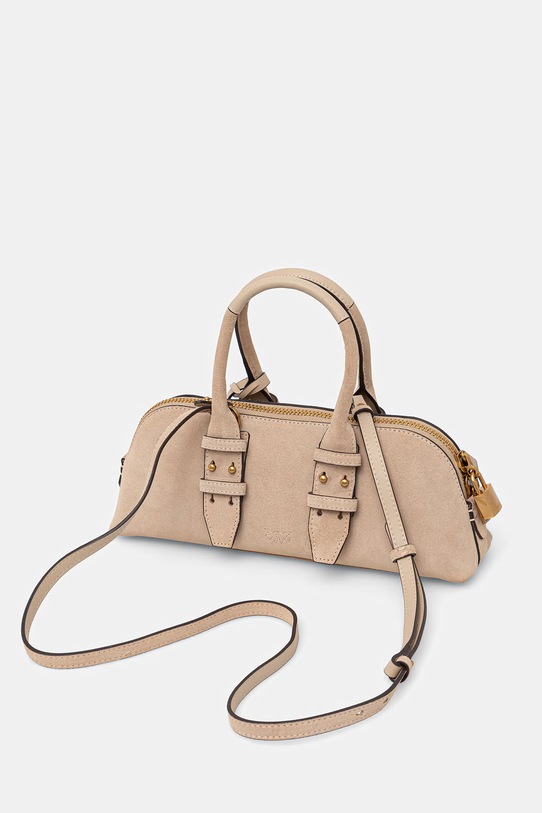 Akcesoria Pinko torebka zamszowa Horizontal 105334.A2JH beżowy