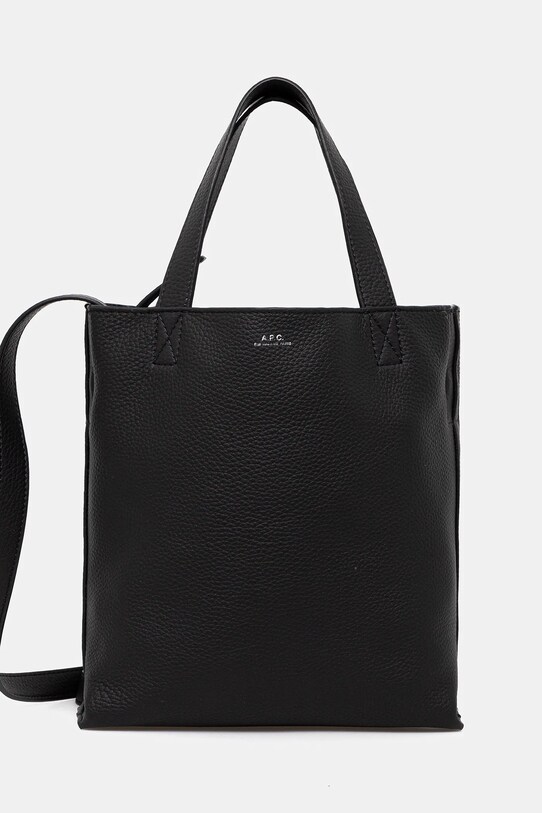 Kožená kabelka A.P.C. cabas maiko small usňová koža čierna PXCBC.M61667