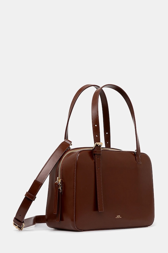 A.P.C. poșetă de piele sac virginie box PXBRU.F67017 maro AW25