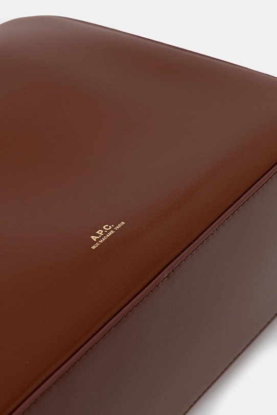 A.P.C. poșetă de piele sac virginie box maro PXBRU.F67017