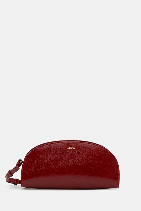 A.P.C. poșetă de piele sac demi-lune shoulder uni rosu PXCCK.F61997