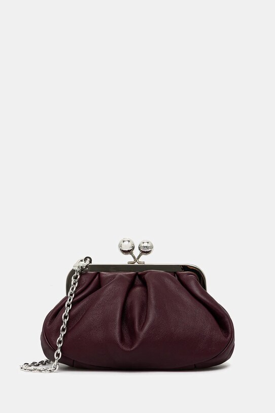 Kožená kabelka Weekend Max Mara PRATI přírodní kůže burgundské 2525516204600
