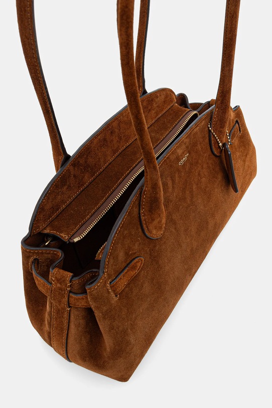 Coach torebka zamszowa Empire Carryall Bag 34 CBN41 brązowy
