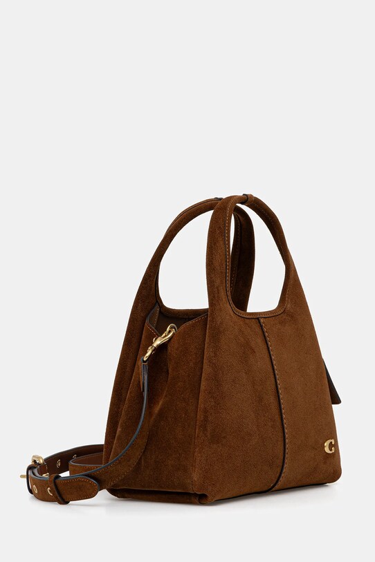 Coach torebka zamszowa Lana 23 CBZ95 brązowy AW25
