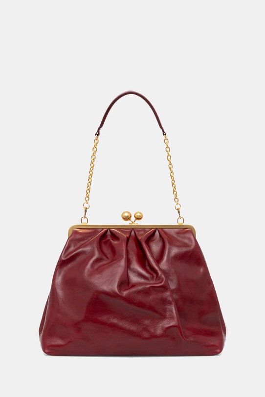 Kožená kabelka Weekend Max Mara MIRTE usňová koža burgundské 2525516035600
