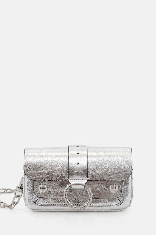 ZADIG&VOLTAIRE torebka skórzana nie mieści A4 srebrny LWBA03973