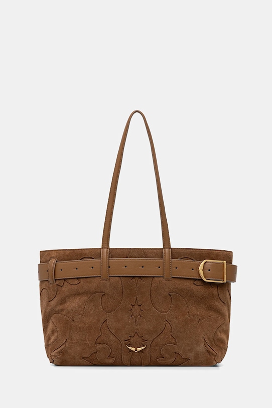 ZADIG&VOLTAIRE geantă de mână din piele întoarsă uni maro LWBA03928