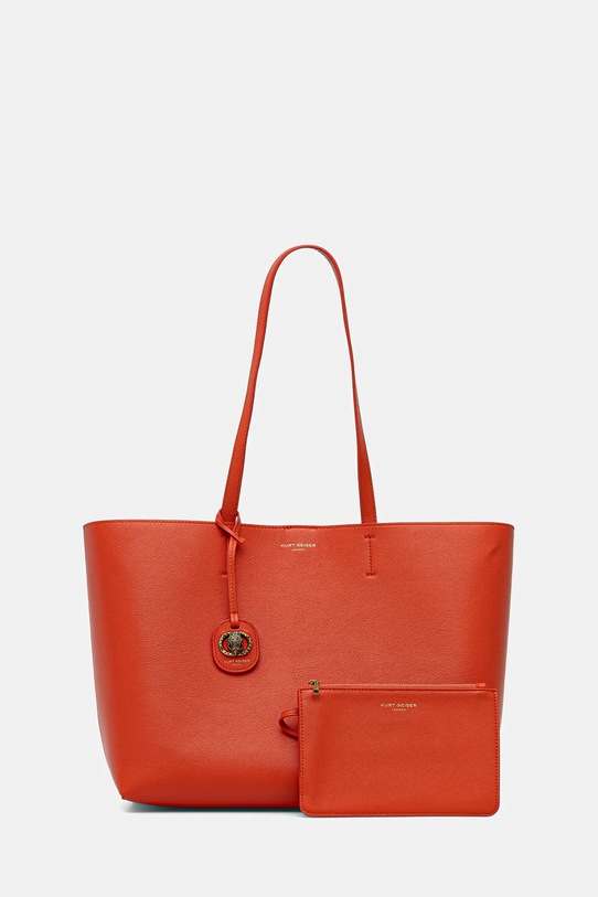 Kožená kabelka Kurt Geiger London usňová koža oranžová 3601491109