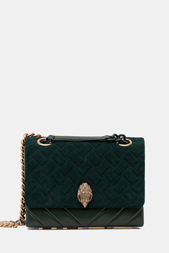 Kožená kabelka Kurt Geiger London KENSINGTON jemný vzor zelená 9959871219