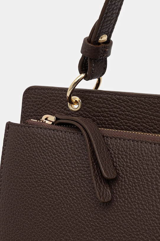 Coccinelle poșetă de piele COCCINELLE C-ME maro E1.SSL.18.05.01