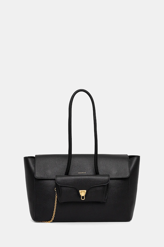 Coccinelle torebka skórzana DOUBLE BEAT skóra licowa czarny E1.T8A.11.01.01