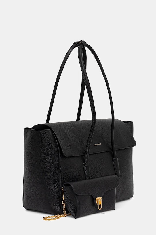 Coccinelle torebka skórzana DOUBLE BEAT E1.T8A.11.01.01 czarny AW25