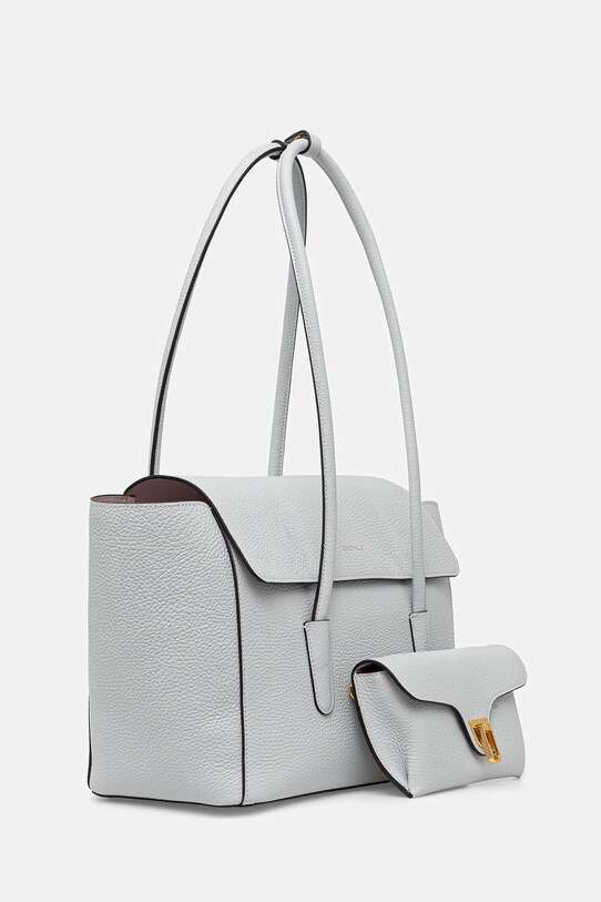 Kožená kabelka Coccinelle DOUBLE BEAT E1.T8A.11.02.01 modrá AW25