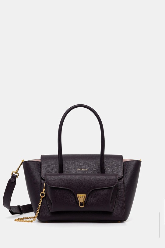 Coccinelle borsa a mano in pelle DOUBLE BEAT pelle fiore violetto E1.T8A.18.02.01