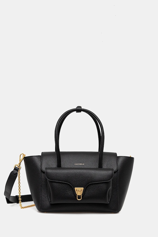Шкіряна сумочка Coccinelle DOUBLE BEAT лицьова шкіра чорний E1.T8A.18.02.01