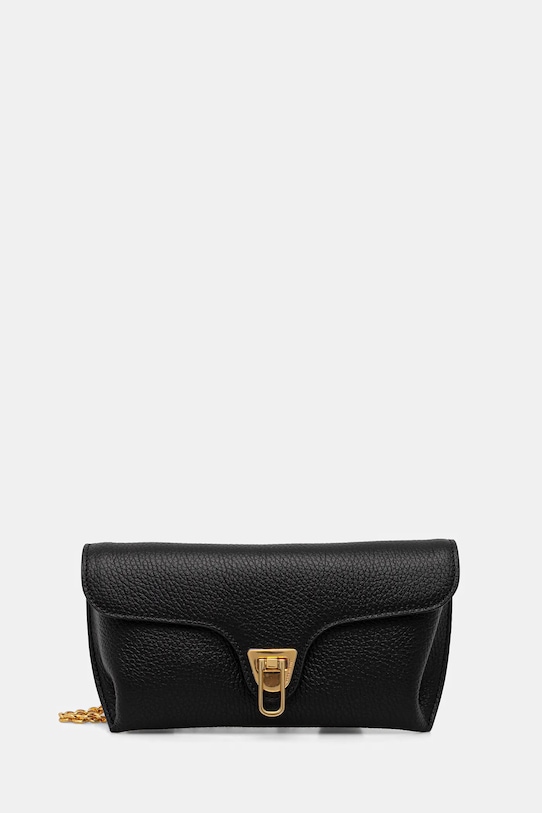 Δερμάτινη τσάντα Coccinelle DOUBLE BEAT μαύρο E1.T8A.18.02.01