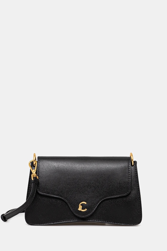 Δερμάτινη τσάντα Coccinelle απλικέ μαύρο E5.SSK.27.01.01