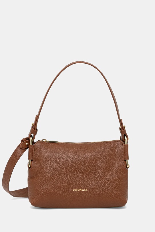 Coccinelle poșetă de piele REBEKKA uni maro E5.T95.52.01.01