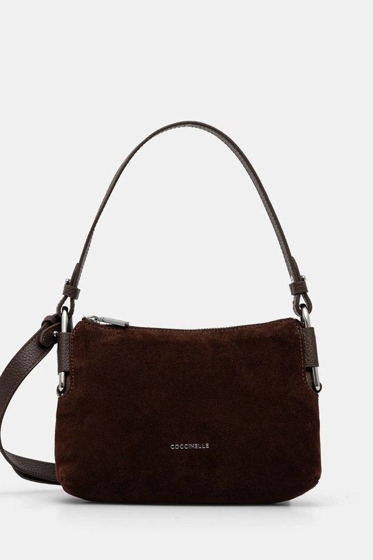 Τσάντα σουέτ Coccinelle REBEKKA SUEDE λείο δέρμα καφέ E5.T96.52.01.01