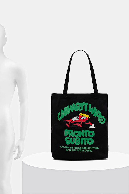 Хлопковая сумка Carhartt WIP Canvas Graphic Tote I033975.34IXX чёрный