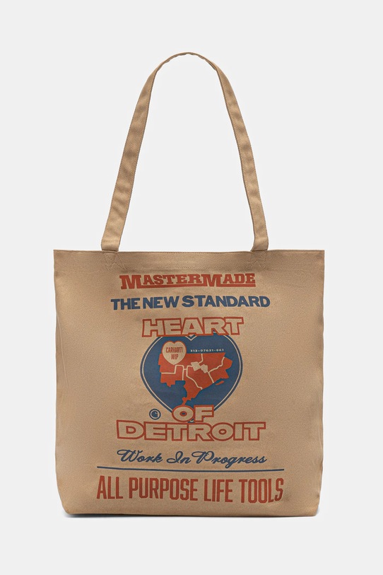 Βαμβακερή τσάντα Carhartt WIP Canvas Graphic Tote εμπριμέ καφέ I033975.34GXX