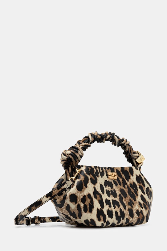 GANNI torebka skórzana Ganni Bou Bag Mini Print A6948 brązowy AW25