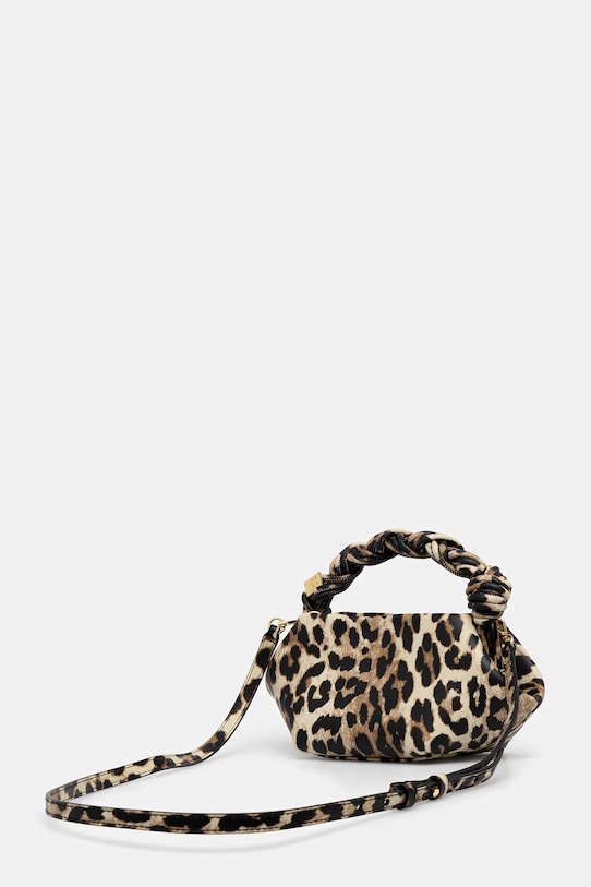 Akcesoria GANNI torebka skórzana Ganni Bou Bag Mini Print A6948 brązowy