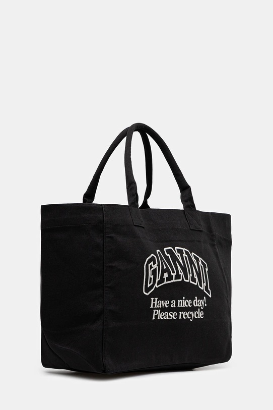GANNI torebka bawełniana Shopper XXL Contrasted Logo A6680 czarny AW25